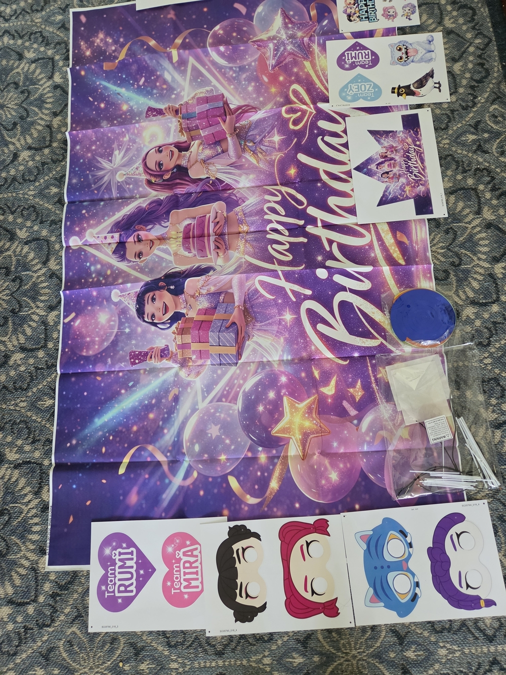 Kpop Demon Hunters Birthday Party Backdrop Banner - Purple Fantasy Design